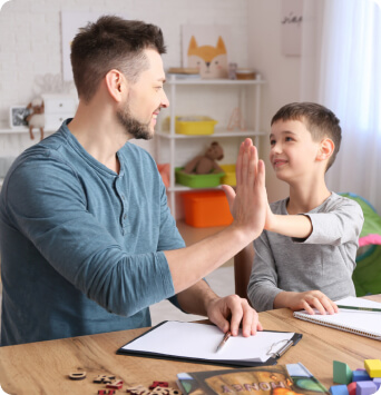 Family supporting child with autism