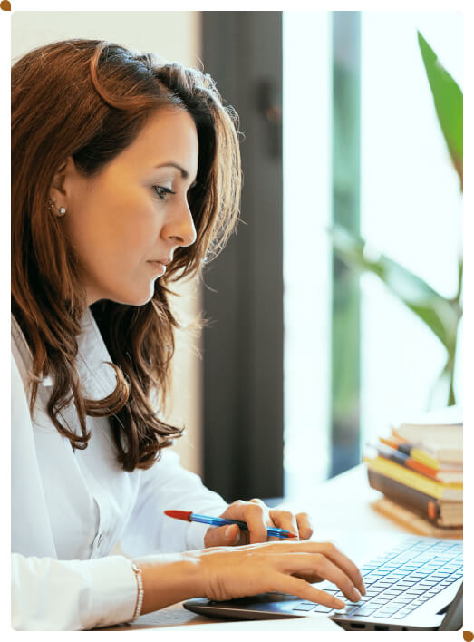 Woman working on laptop